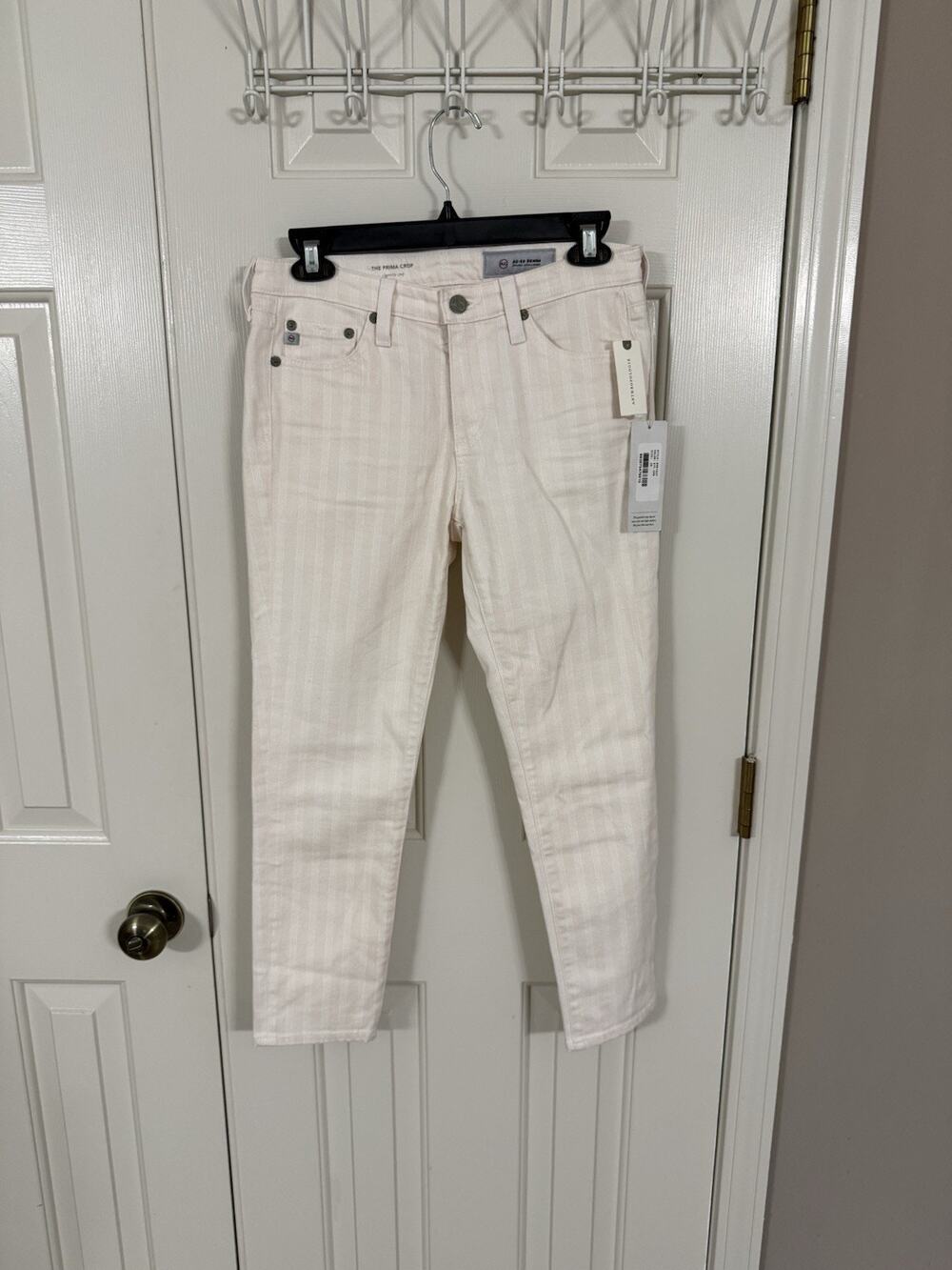 AG Adriano Goldschmied Jeans The Prima Crop Cigarette Crop White Ivory 26 New